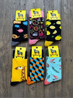 6 Pairs MMSI Colorful Print Crew Socks
New with tags
